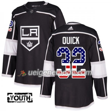 Kinder Eishockey Los Angeles Kings Trikot Jonathan Quick 32 Adidas 2017-2018 Schwarz USA Flag Fashion Authentic